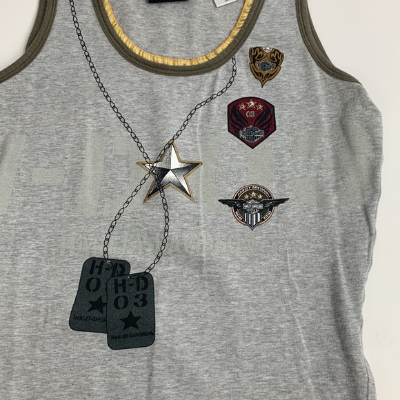 Harley Davidson Tank top Size Small Gray Dog Tags design Ruffle collar - Picture 5 of 7